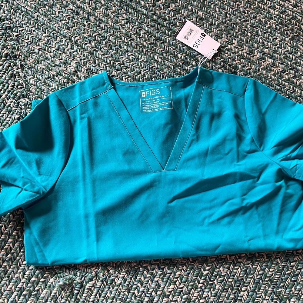 Figs Teal Casma Scrub Top